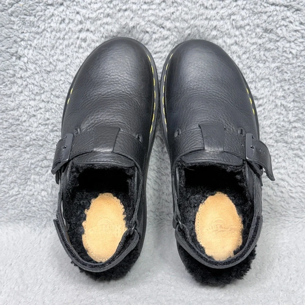 Dr Martens Jorge II Faux Fur Lined Womens Size 7 Slingback Mules Shoes Black - Picture 5 of 9